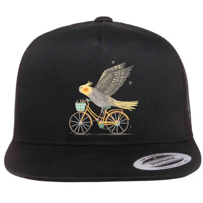 Cockatiel On A Bicycle Flatbill Hat