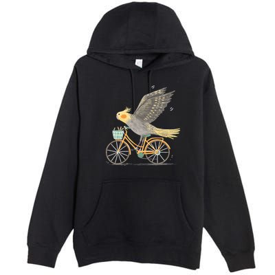 Cockatiel On A Bicycle Premium Pullover Hoodie
