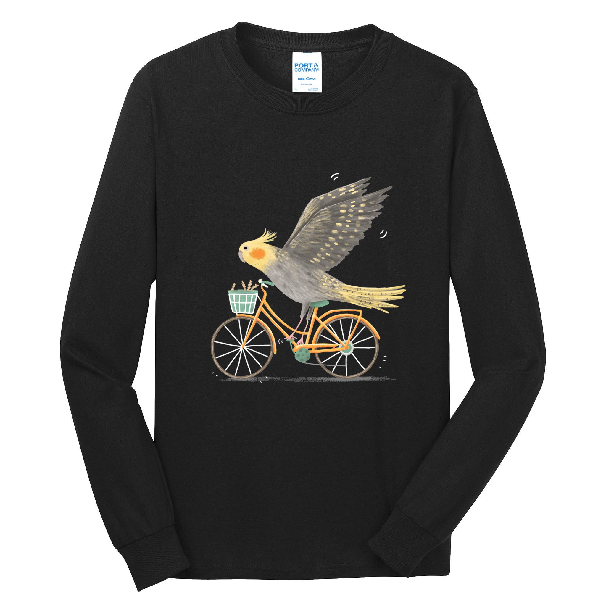 Cockatiel On A Bicycle Tall Long Sleeve T-Shirt