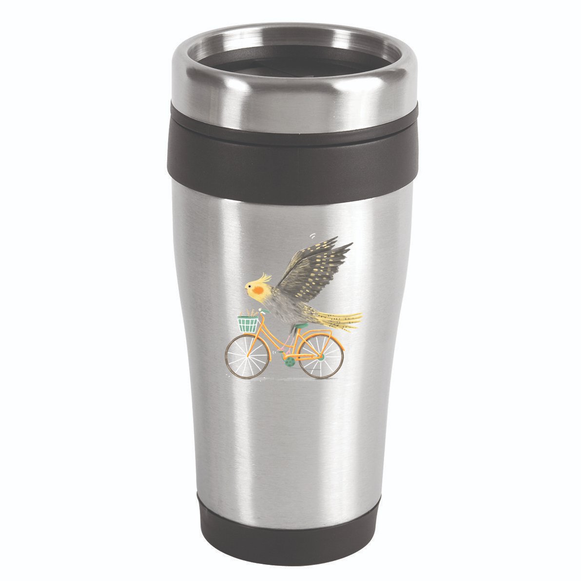 Cockatiel On A Bicycle 16oz Travel Tumbler