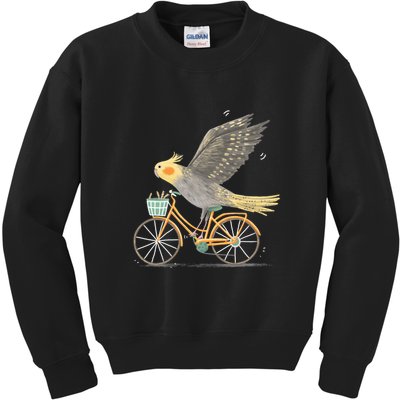 Cockatiel On A Bicycle Kids Sweatshirt