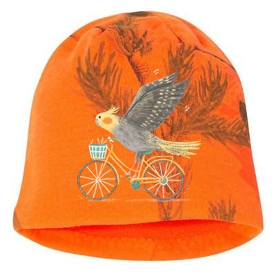 Cockatiel On A Bicycle Kati - Camo Knit Beanie