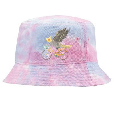 Cockatiel On A Bicycle Tie-Dyed Bucket Hat