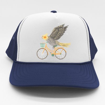 Cockatiel On A Bicycle Trucker Hat