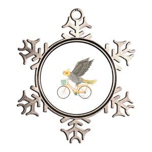 Cockatiel On A Bicycle Metallic Star Ornament