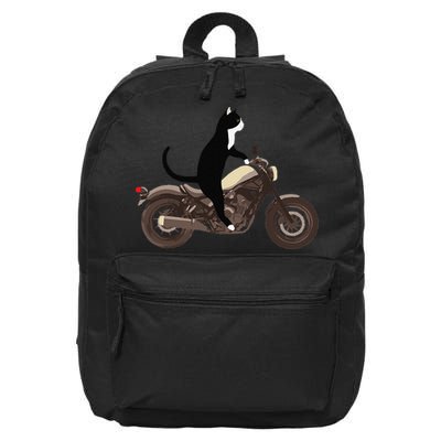 Cat On A Motorcycle Funny 16 in Basic Backpack