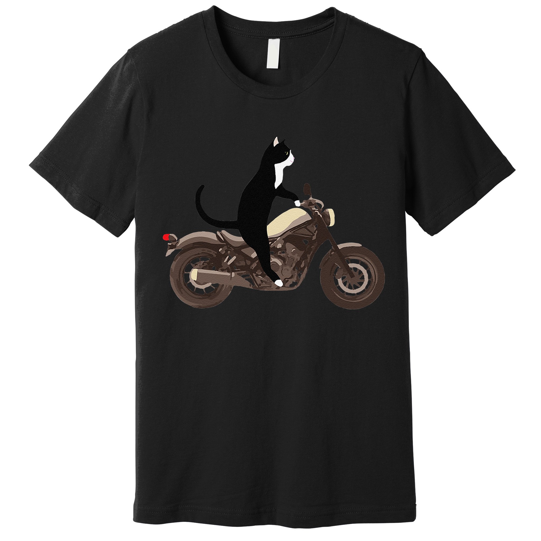 Cat On A Motorcycle Funny Premium T-Shirt