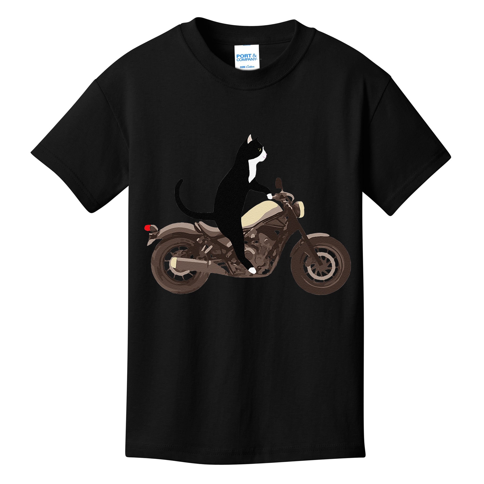 Cat On A Motorcycle Funny Kids T-Shirt