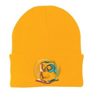 Cute Owl Animal With Book Knit Cap Winter Beanie