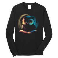 Cute Owl Animal With Book Long Sleeve Shirt