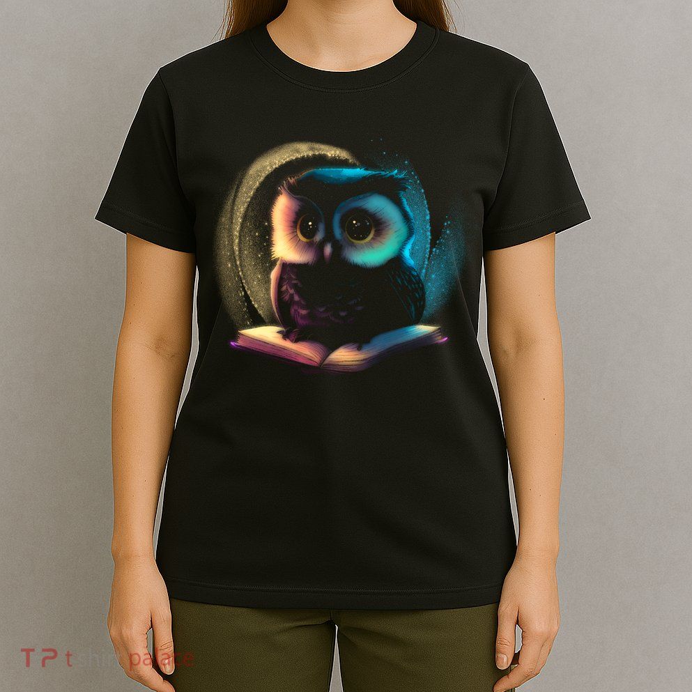 Cute Owl Animal With Book T-Shirt