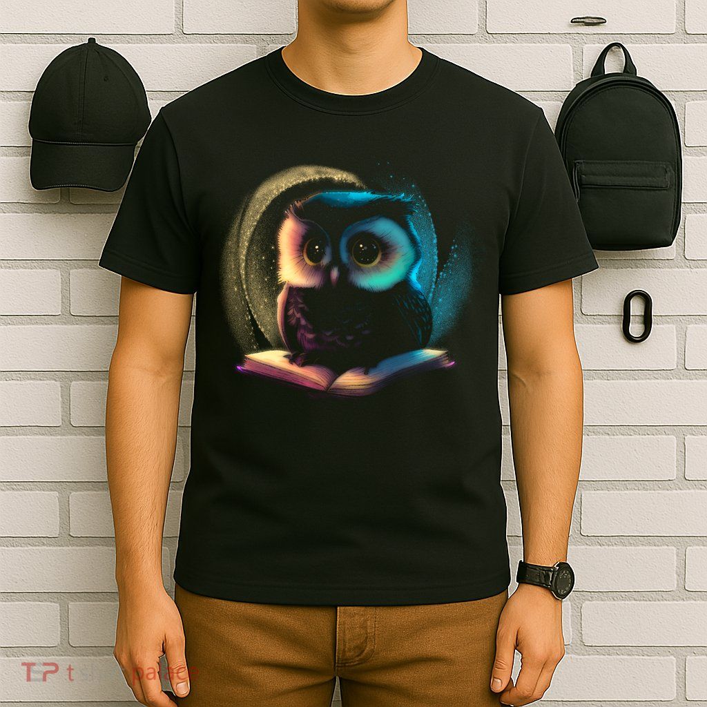 Cute Owl Animal With Book T-Shirt