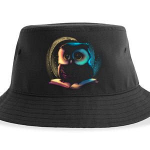 Cute Owl Animal With Book Sustainable Bucket Hat