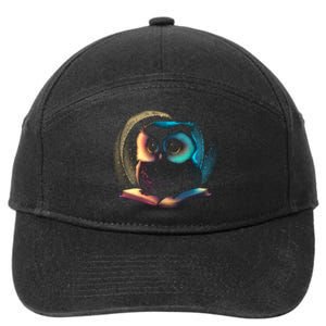 Cute Owl Animal With Book 7-Panel Snapback Hat