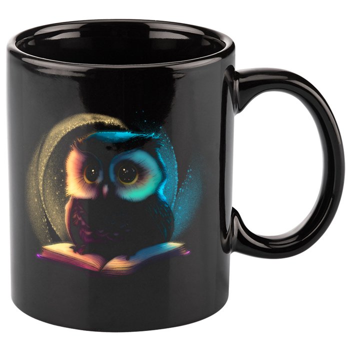 Cute Owl Animal With Book 11oz C Handle Ceramic Mug