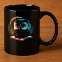 Cute Owl Animal With Book 11oz C Handle Ceramic Mug