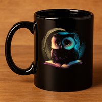 Cute Owl Animal With Book 11oz C Handle Ceramic Mug