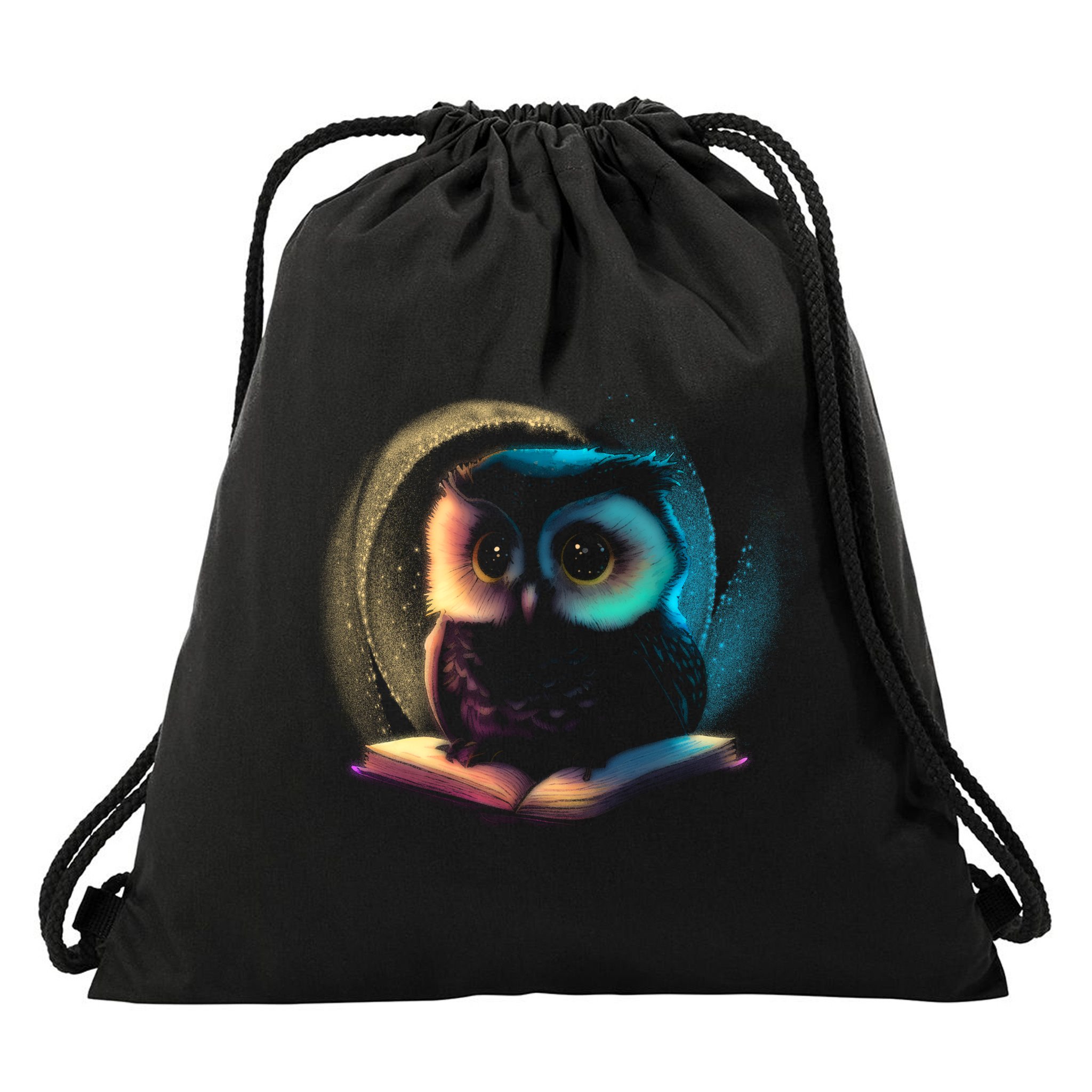 Cute Owl Animal With Book Drawstring Bag