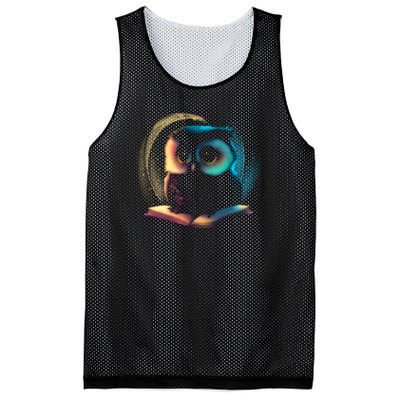 Cute Owl Animal With Book Mesh Reversible Basketball Jersey Tank