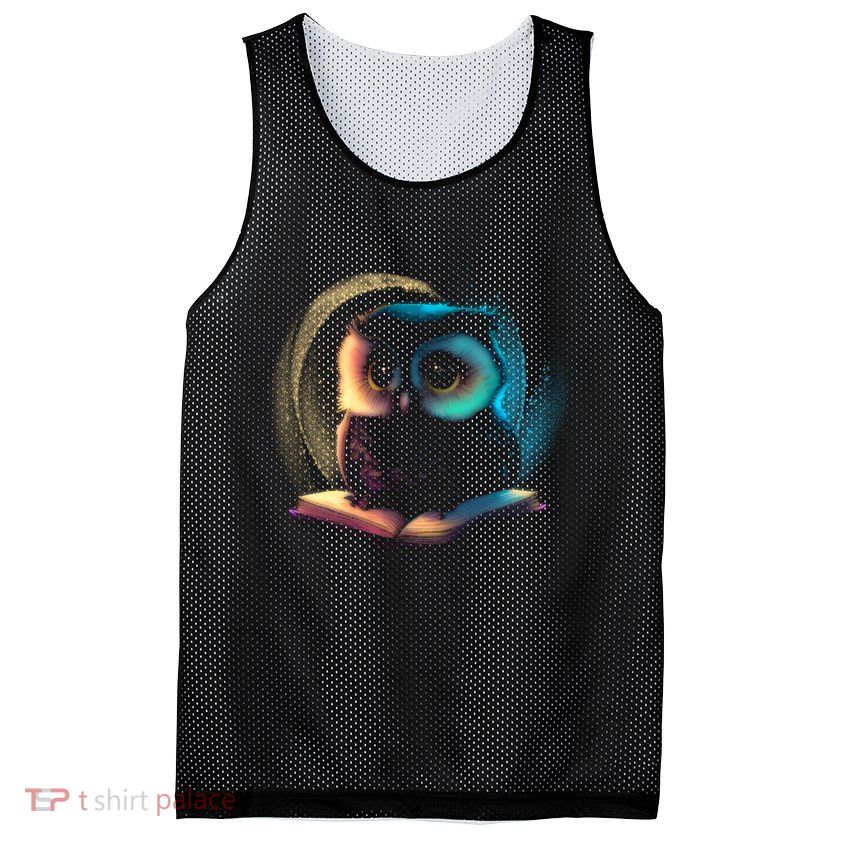 Cute Owl Animal With Book Mesh Reversible Basketball Jersey Tank