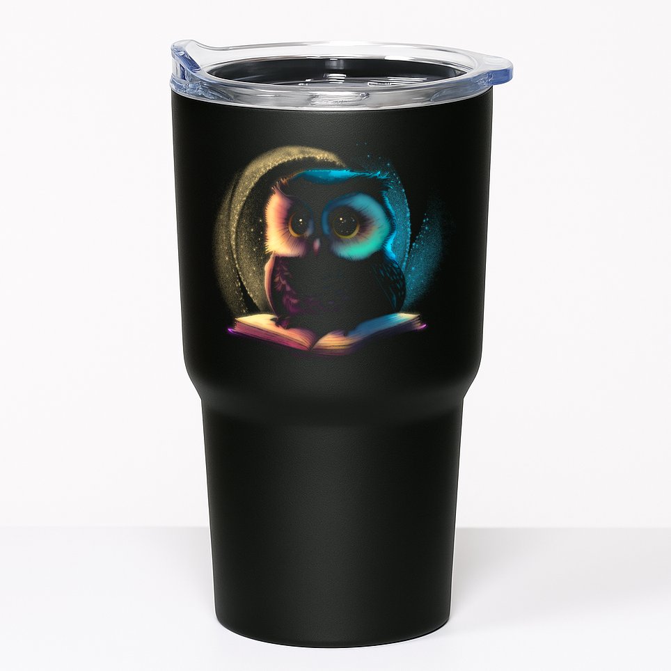 Cute Owl Animal With Book Tumbler