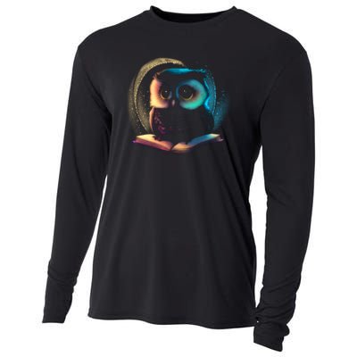 Cute Owl Animal With Book Cooling Performance Long Sleeve Crew