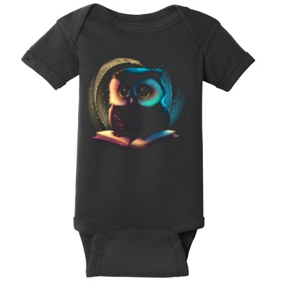 Cute Owl Animal With Book Baby Bodysuit