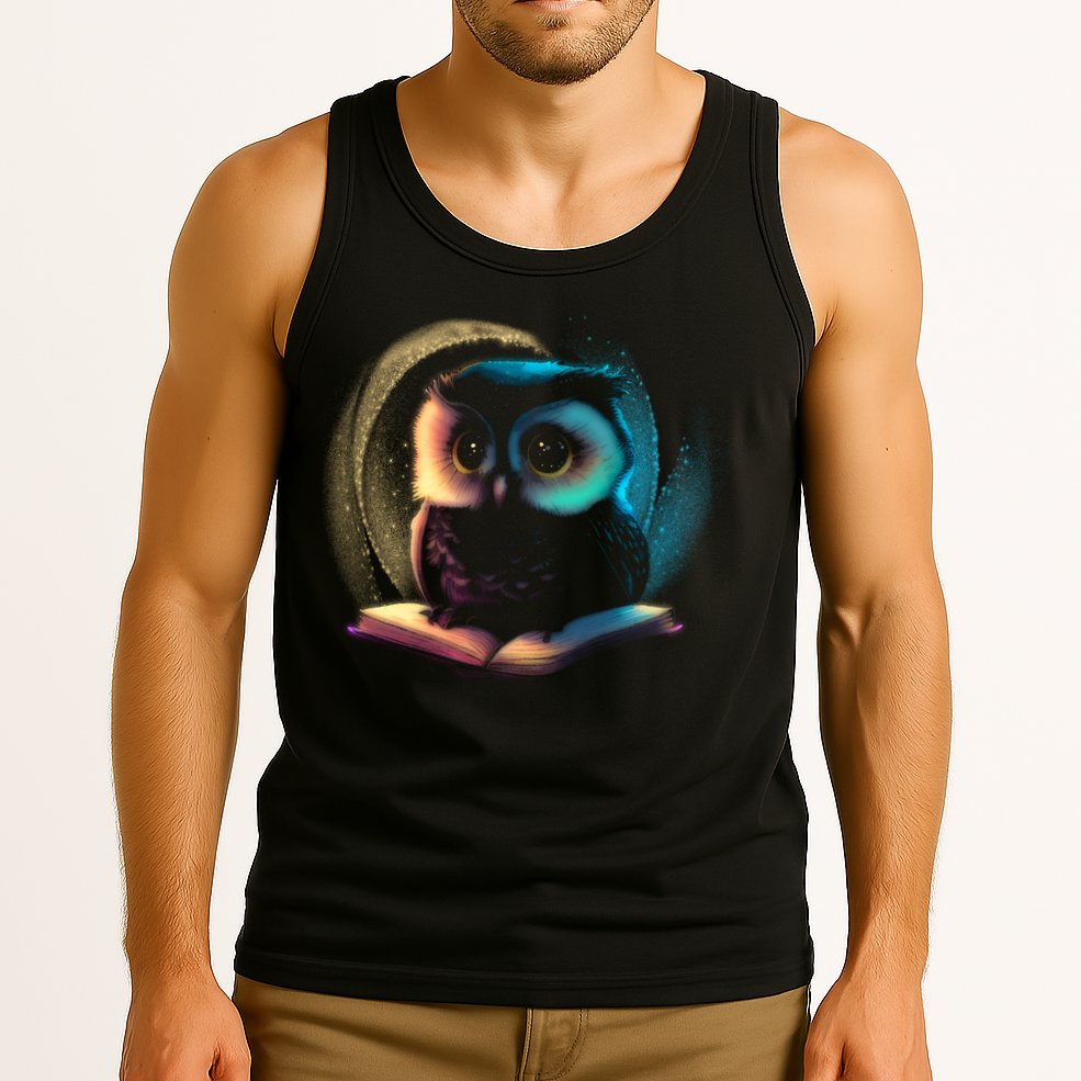 Cute Owl Animal With Book Tank Top