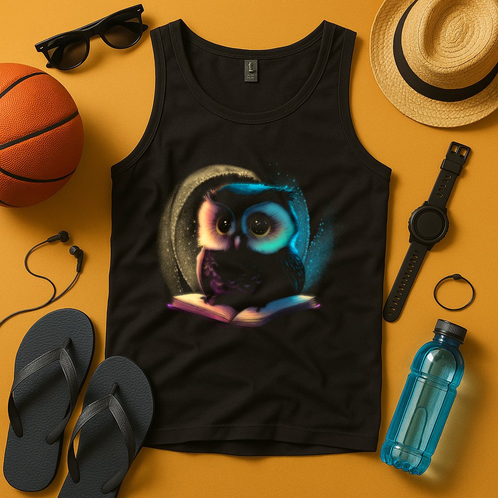 Cute Owl Animal With Book Tank Top