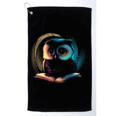 Cute Owl Animal With Book Golf Towel