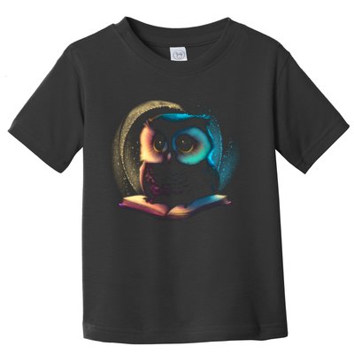 Cute Owl Animal With Book Toddler T-Shirt