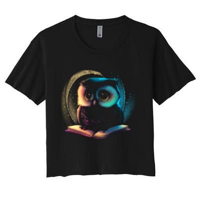 Cute Owl Animal With Book Crop Top