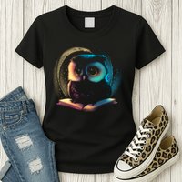 Cute Owl Animal With Book Womens T-Shirt