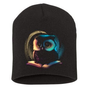 Cute Owl Animal With Book Short Acrylic Beanie