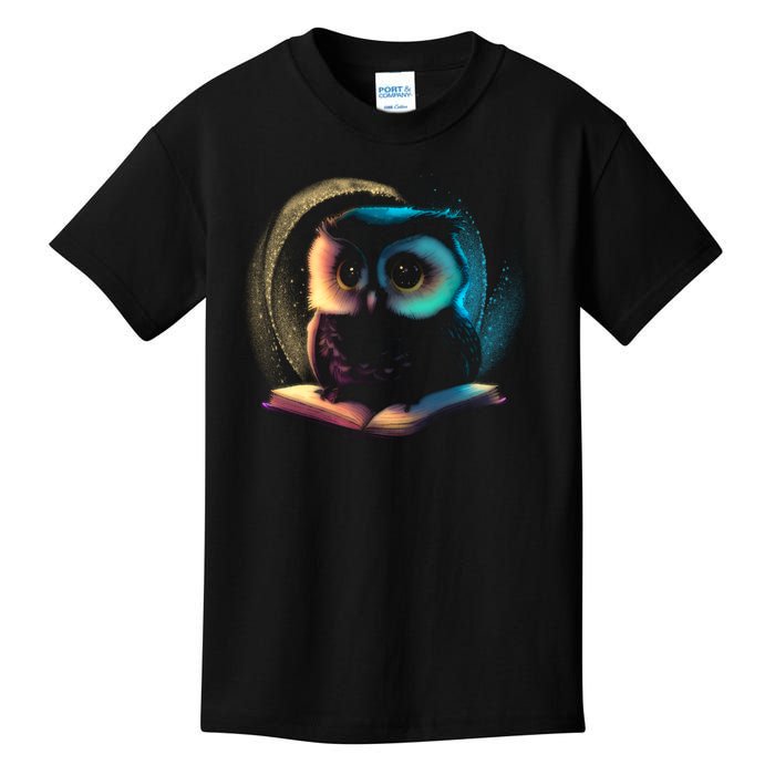 Cute Owl Animal With Book Kids T-Shirt