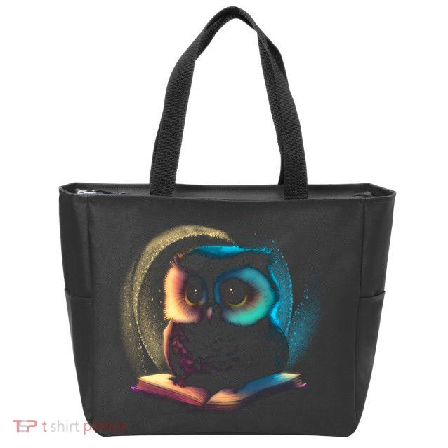Cute Owl Animal With Book Zip Tote Bag