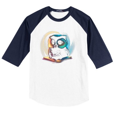 Cute Owl Animal With Book Baseball Sleeve Shirt