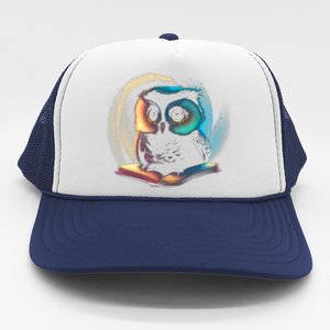 Cute Owl Animal With Book Trucker Hat