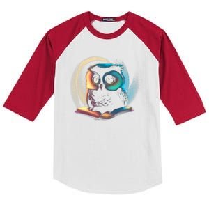 Cute Owl Animal With Book Kids Colorblock Raglan Jersey