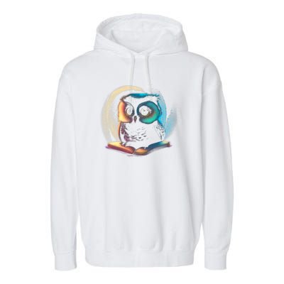 Cute Owl Animal With Book Garment-Dyed Fleece Hoodie