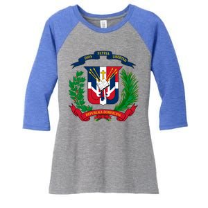 Coat Of Arms Republica Dominicana Bandera Dominican Flag Cool Gift Women's Tri-Blend 3/4-Sleeve Raglan Shirt