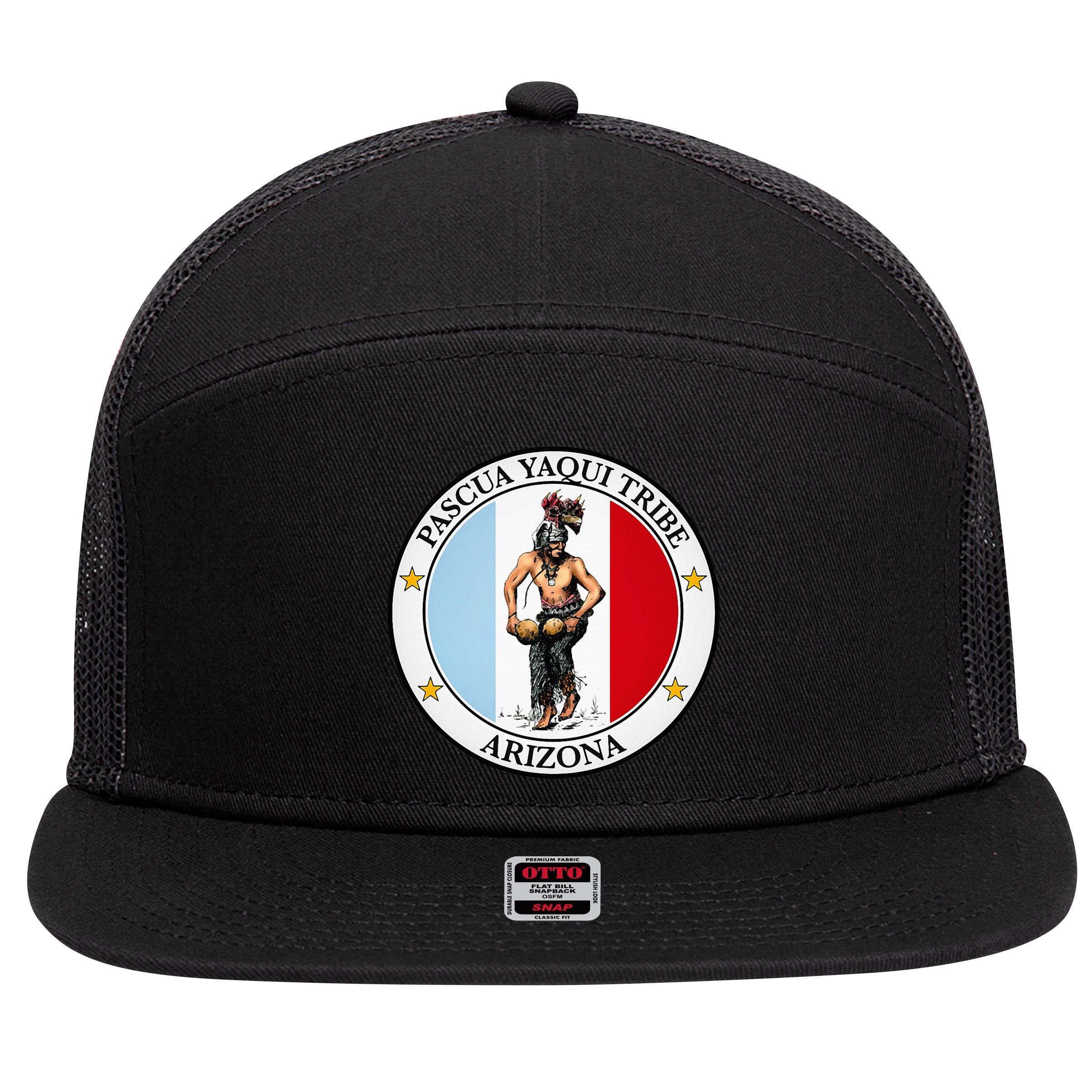 Coat Of Arms Of Pascua Yaqui Tribe Of Arizona 7 Panel Mesh Trucker Snapback Hat