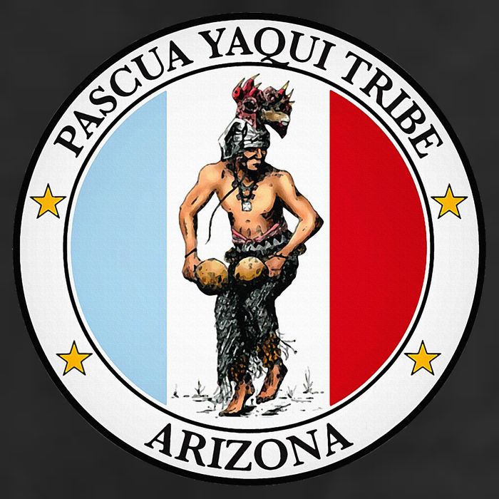 Coat Of Arms Of Pascua Yaqui Tribe Of Arizona 7 Panel Mesh Trucker Snapback Hat