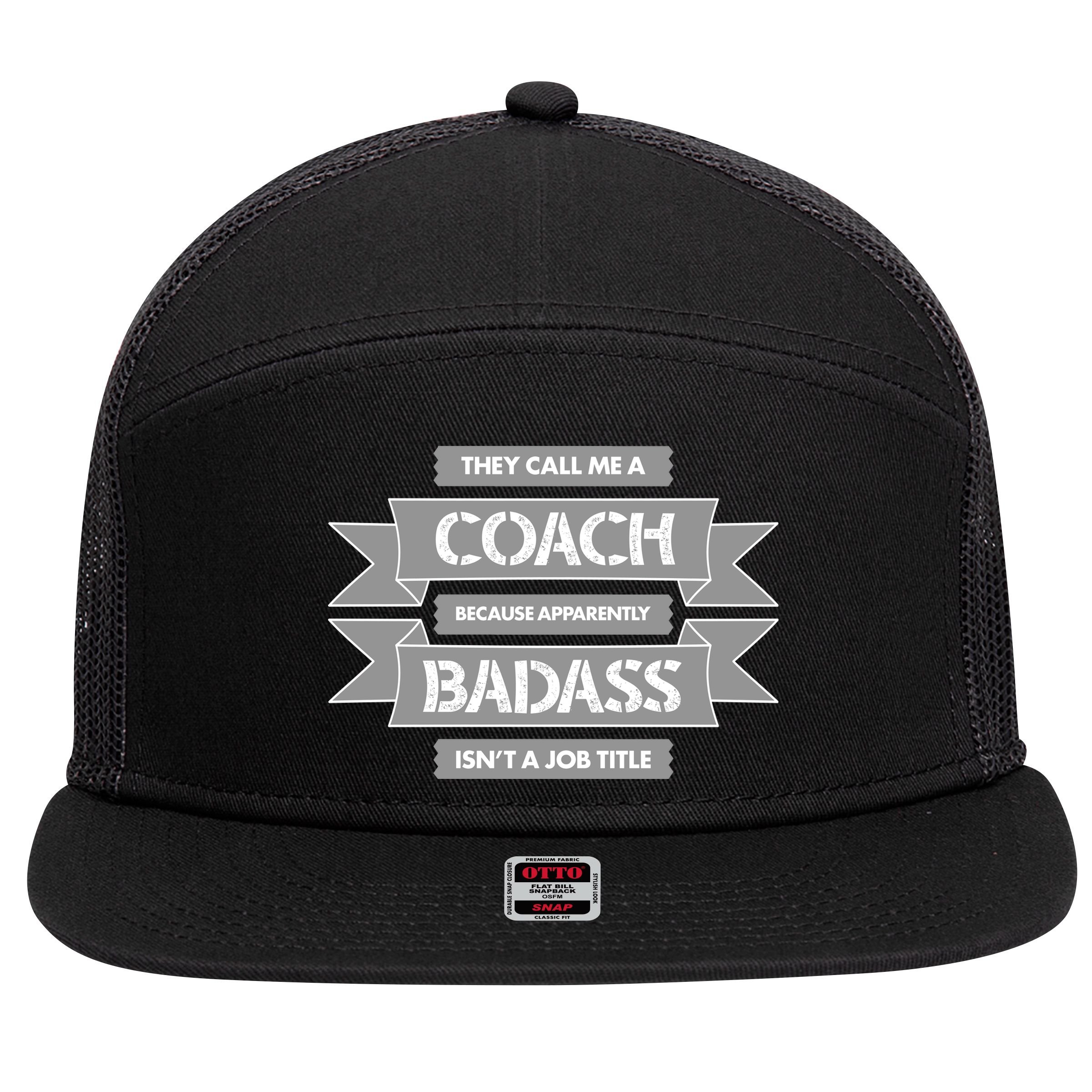 Coach Because Badass Isn't A Job Title 7 Panel Mesh Trucker Snapback Hat