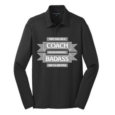 Coach Because Badass Isn't A Job Title Silk Touch Performance Long Sleeve Polo