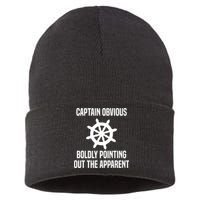 Captain Obvious Boldly Pointing Out The Apparent Sarcasm Sustainable Knit Beanie
