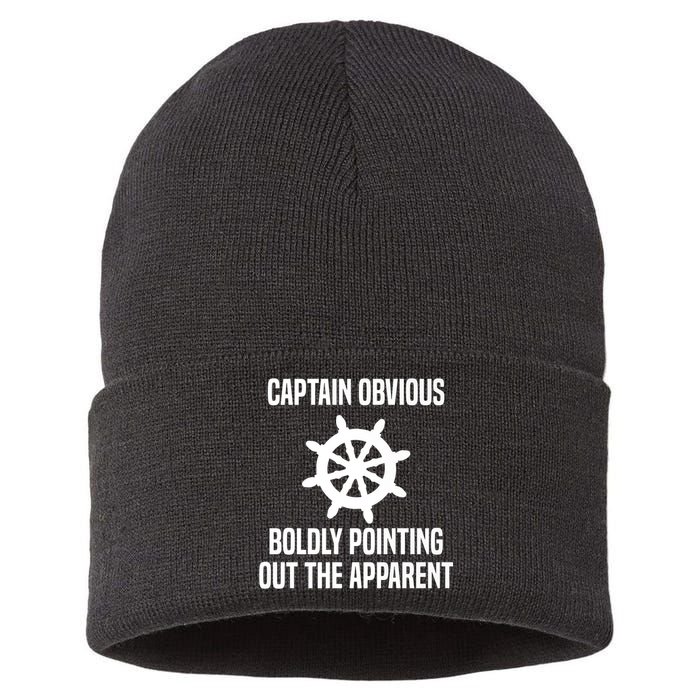 Captain Obvious Boldly Pointing Out The Apparent Sarcasm Sustainable Knit Beanie