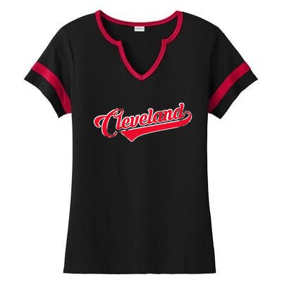 Cleveland Ohio Baseball Ladies Halftime Notch Neck Tee