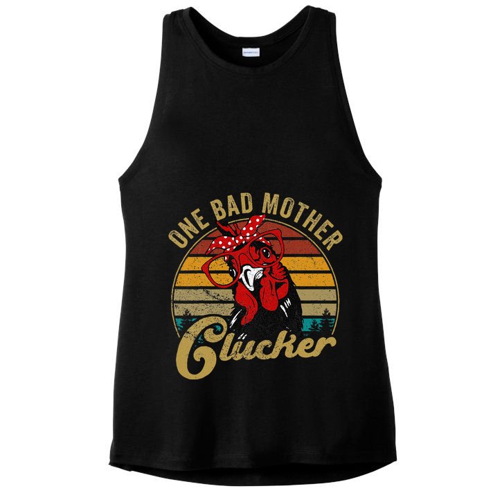 Chickenshirt One Bad Mother Clucker Funny Mom Day Hen Women Ladies PosiCharge Tri-Blend Wicking Tank