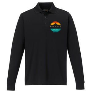 City Of Buffalo New York Performance Long Sleeve Polo